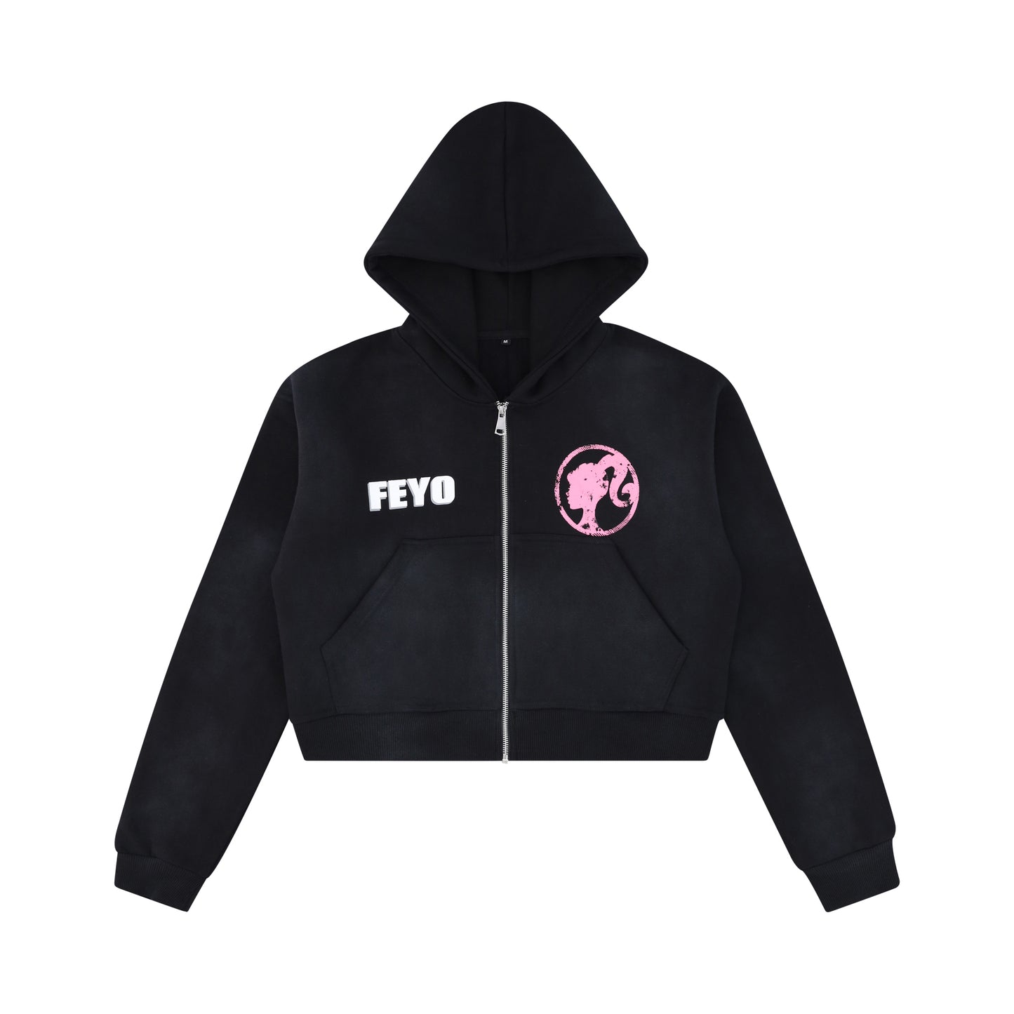 WHY BE SAD ZIP HOODIE BLACK - CROPPED