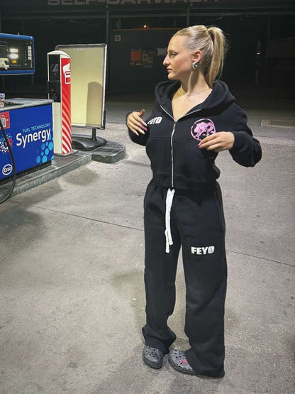WHY BE SAD ZIP HOODIE BLACK - CROPPED